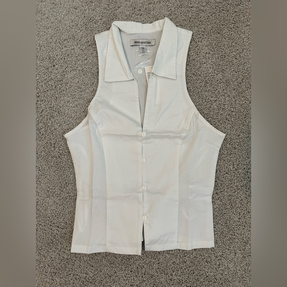 Urban Outfitters White Button Down Sleeveless Shirt